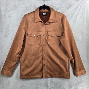 FRYE Mens Faux Suede Shirt Jacket Button Up Western Style - Size Large‎